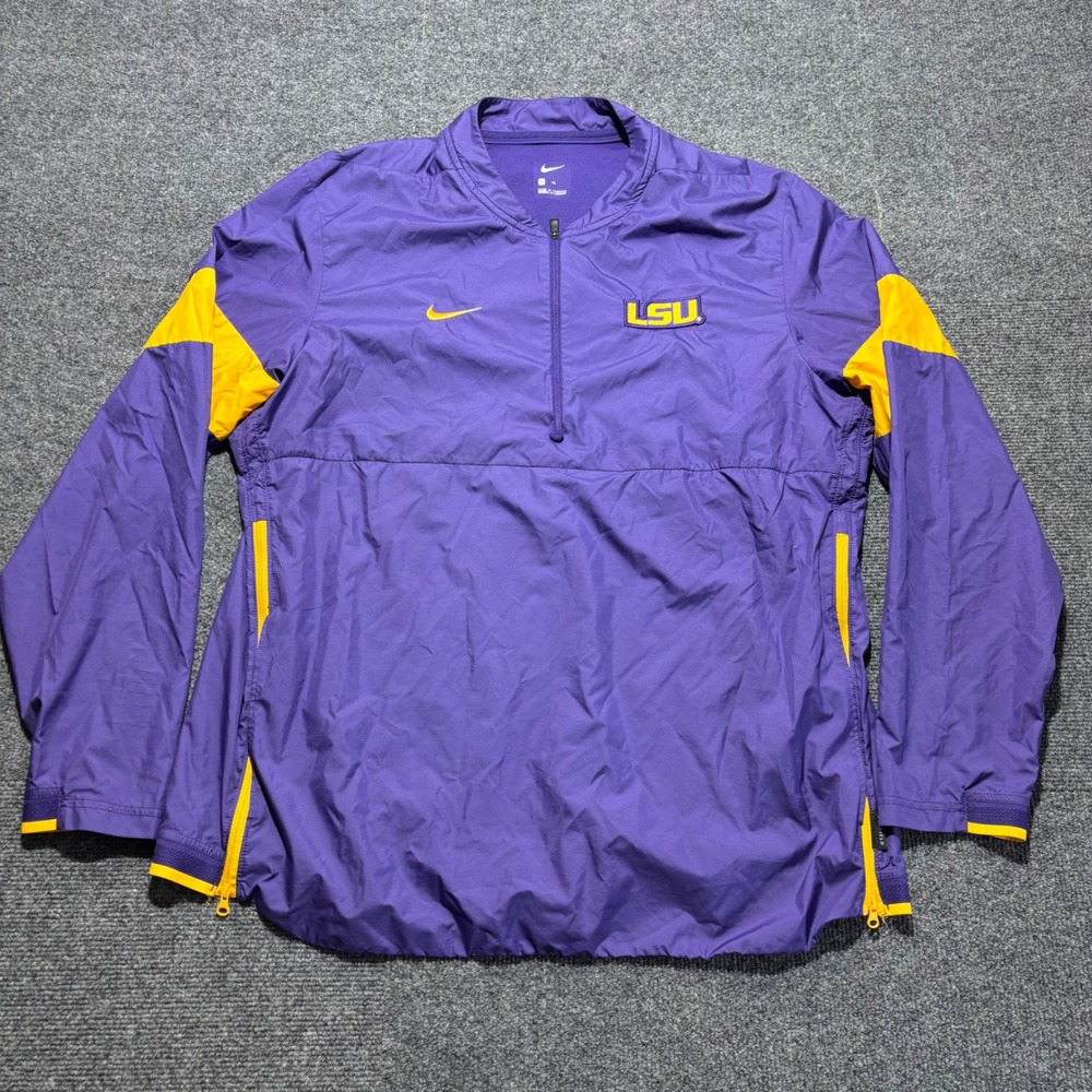 Nike LSU Tigers On-Field Quarter Zip Windbreaker Mens XL Purple Gold Jacket Vent